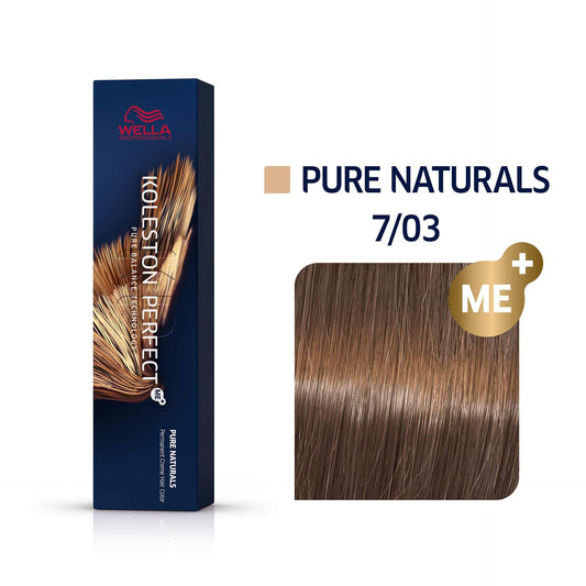 Wella Professionals, Koleston Perfect Me+, Permanent Hair Dye, 7/03 Medium Blonde Natural Golden , 60 ml